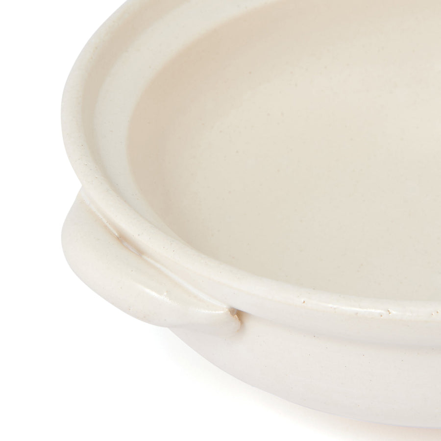 Banko ware round clay pot No. 8 white