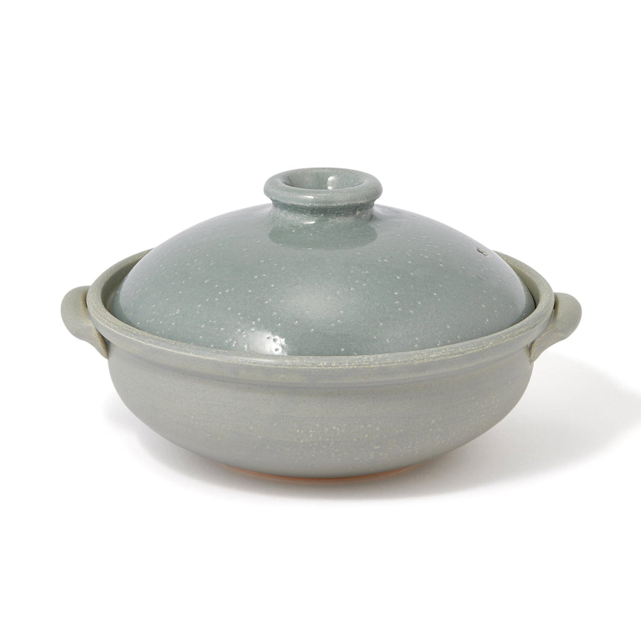 Banko ware round clay pot No. 8 gray