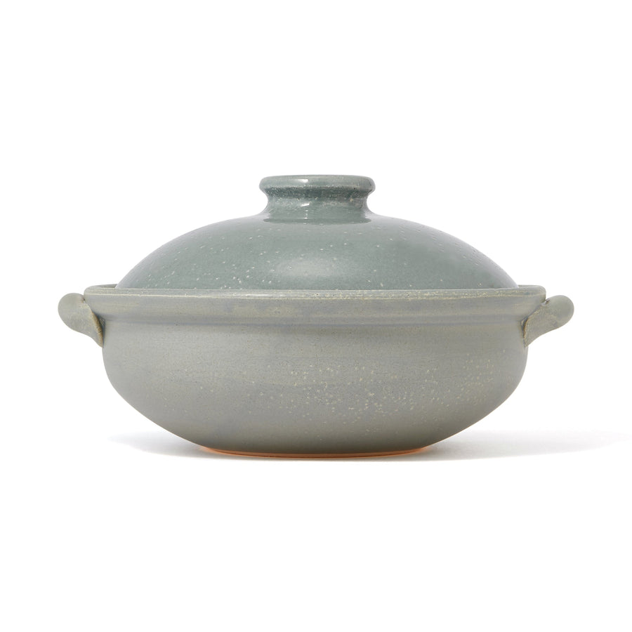 Banko ware round clay pot No. 8 gray