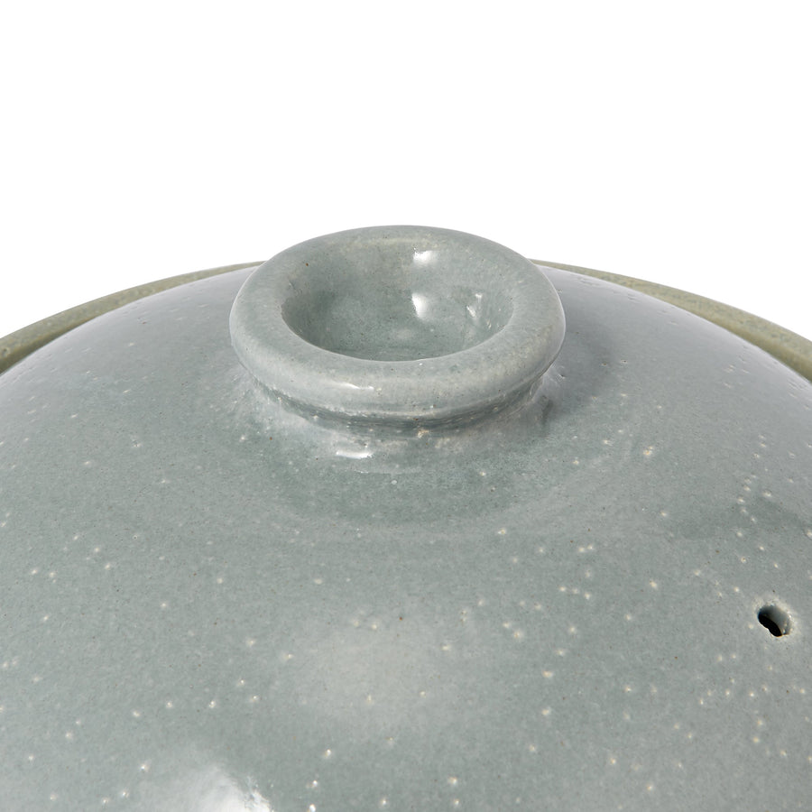 Banko ware round clay pot No. 8 gray