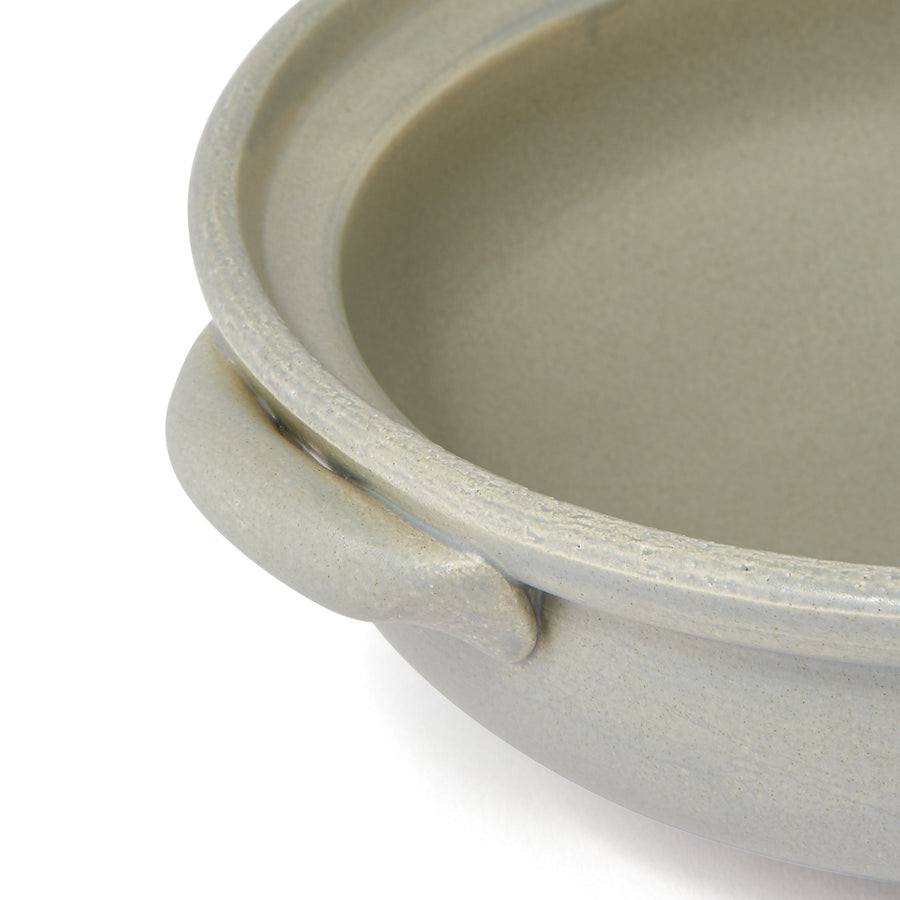 Banko ware round clay pot No. 8 gray