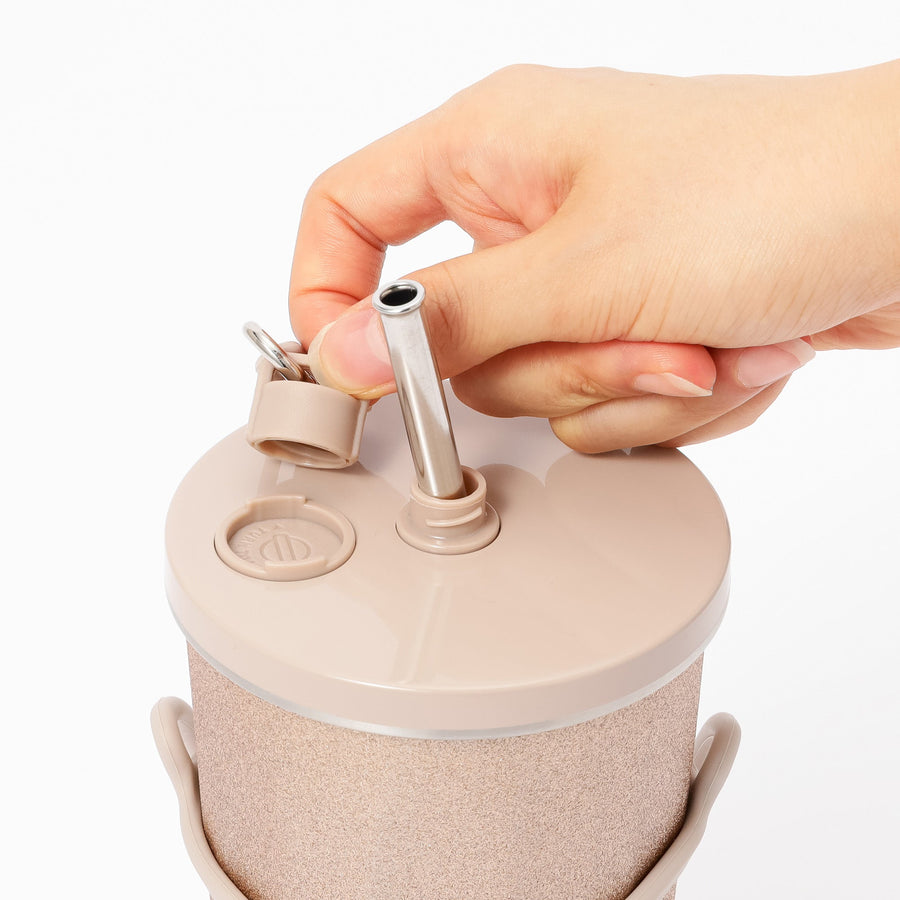 ストロー付きステンレスタンブラー グリッター ゴールド