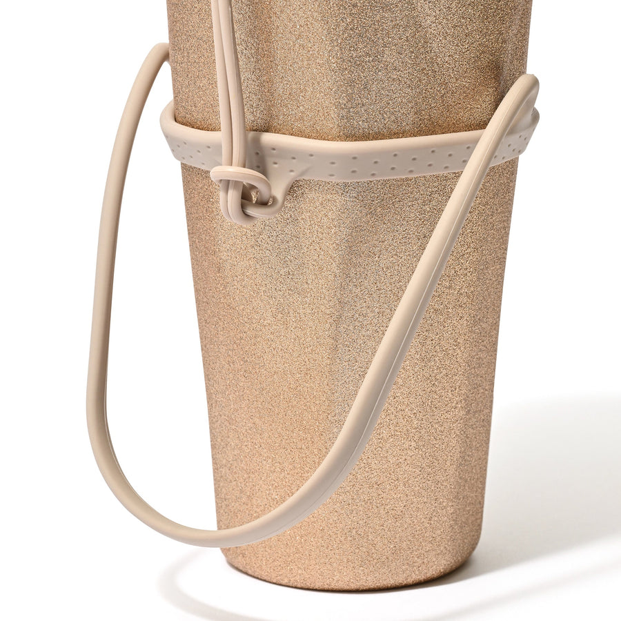 ストロー付きステンレスタンブラー グリッター ゴールド