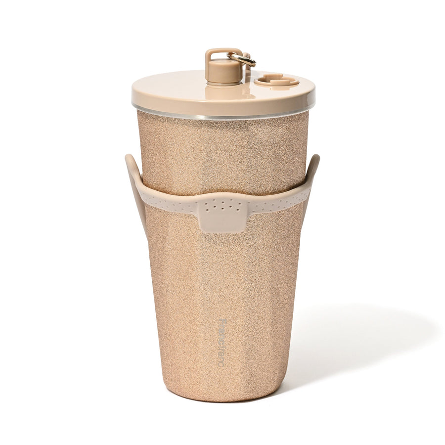 ストロー付きステンレスタンブラー グリッター ゴールド