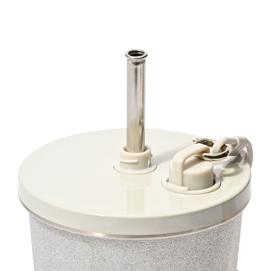 ストロー付きステンレスタンブラー グリッター シルバー