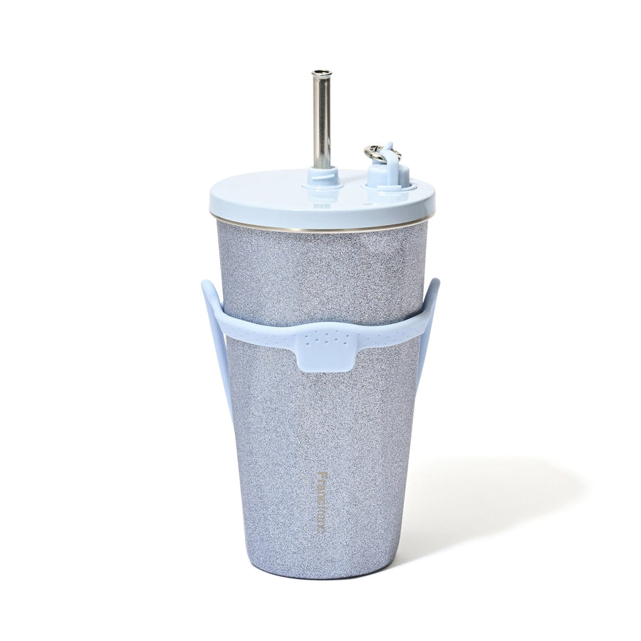 ストロー付きステンレスタンブラー グリッター ブルー