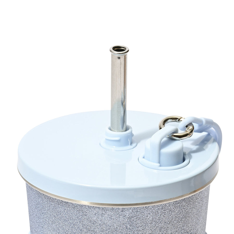 ストロー付きステンレスタンブラー グリッター ブルー