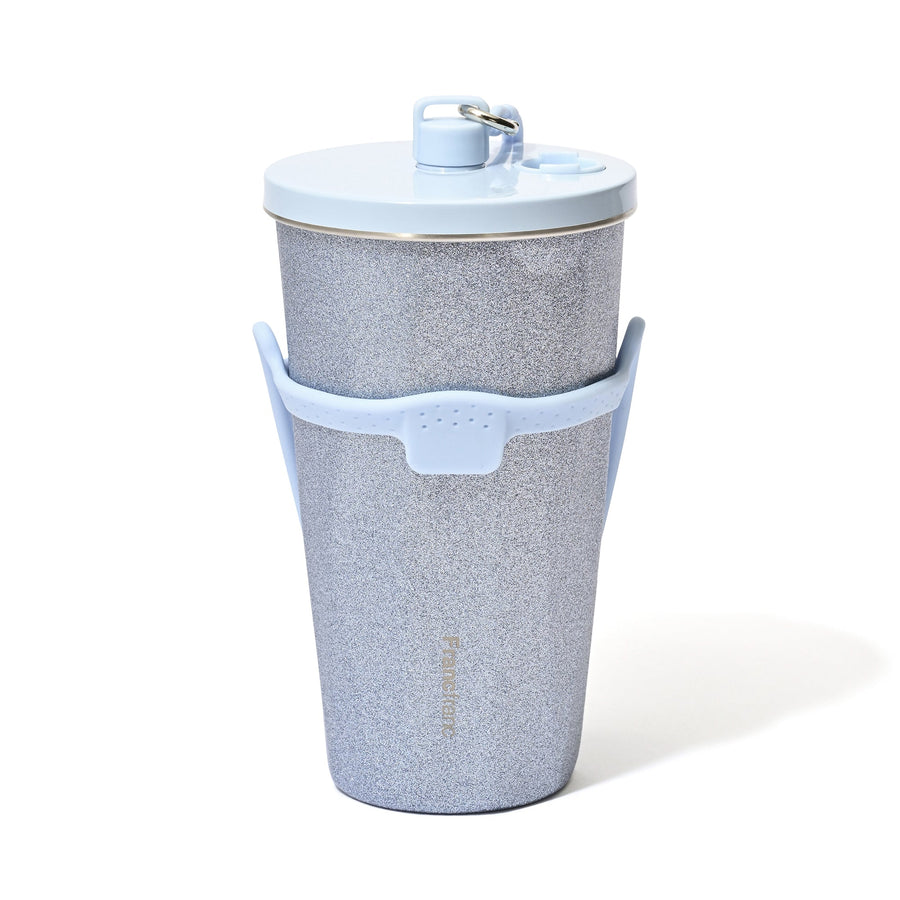 ストロー付きステンレスタンブラー グリッター ブルー