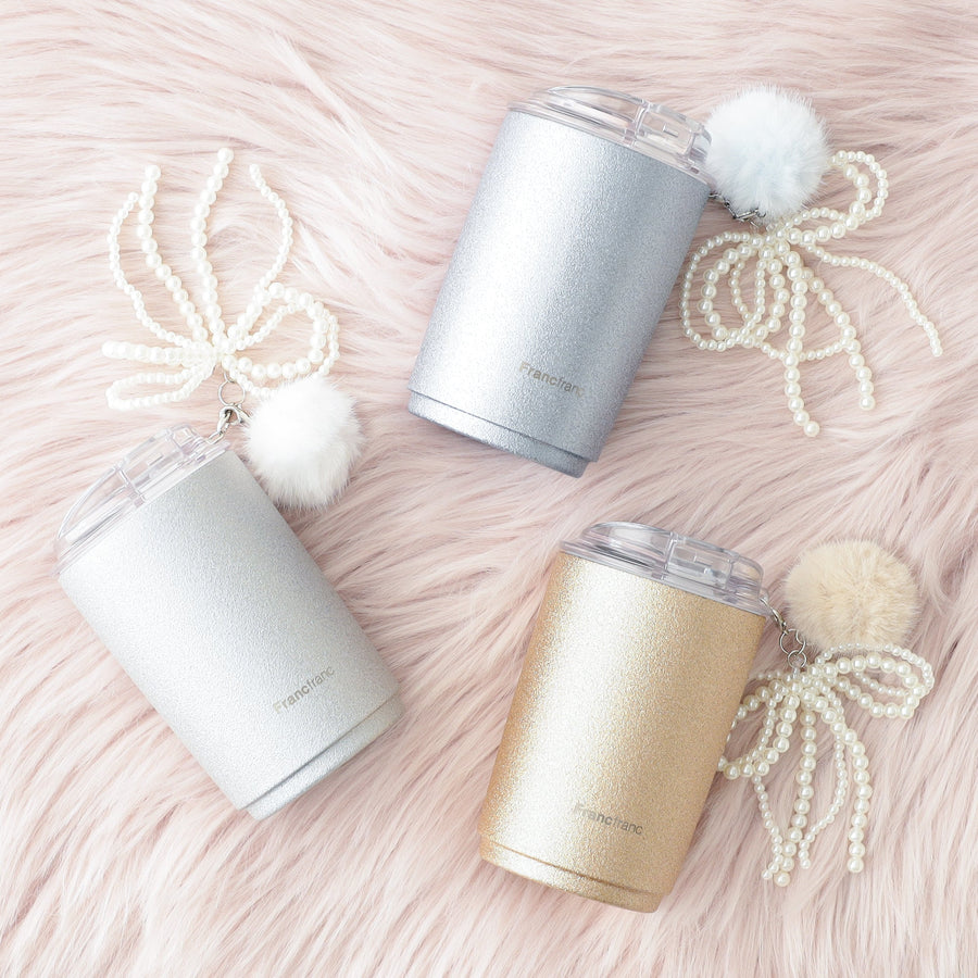 チャーム付きステンレスタンブラー グリッター ゴールド