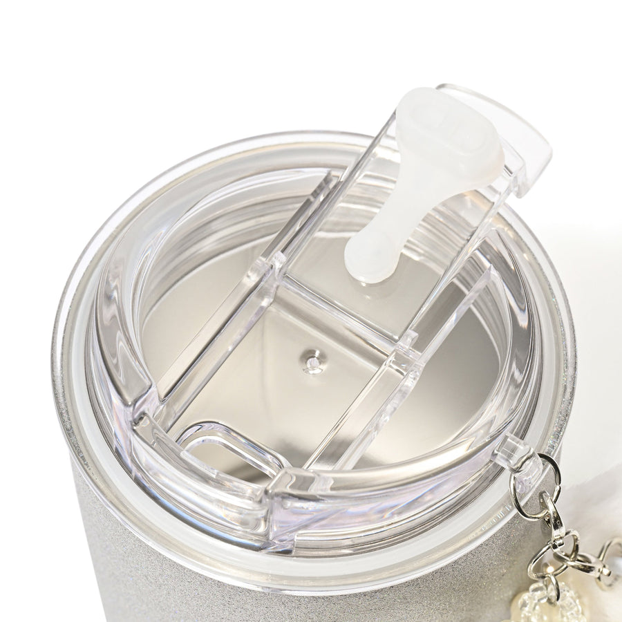 チャーム付きステンレスタンブラー グリッター シルバー