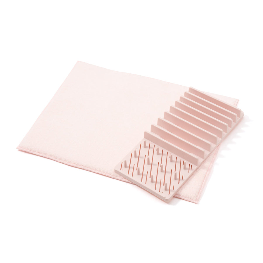 Drying Dish Rack &amp; Mat Set, Pink