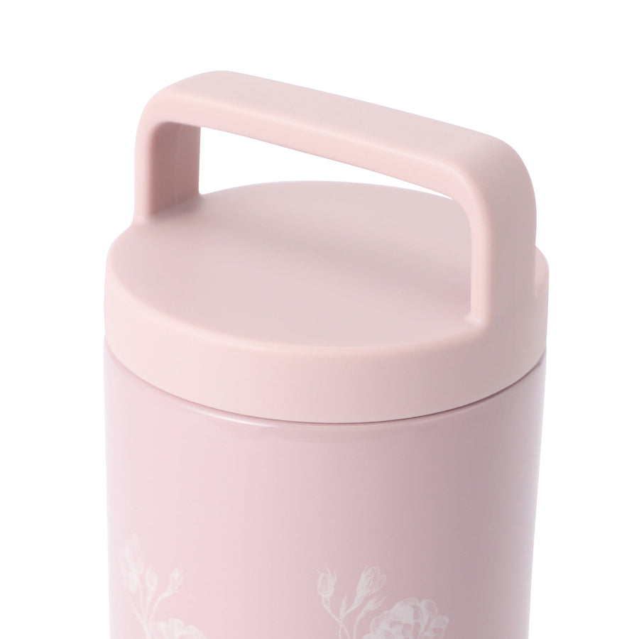 Stainless steel bottle with handle, 470ml, Chic Flower, Pink