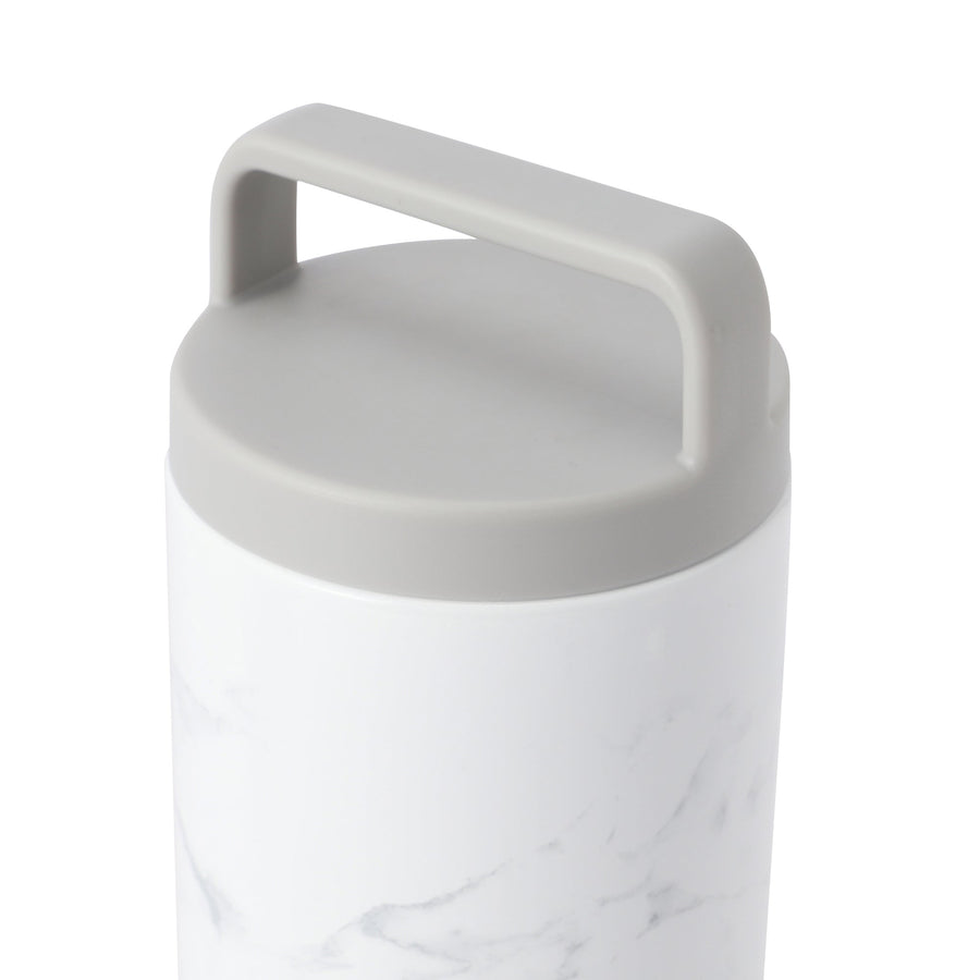 Stainless steel bottle with handle, 730ml, marble, white