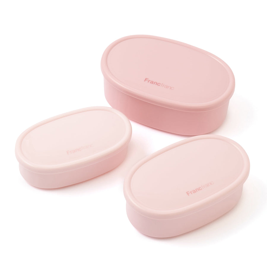ロゴ フードコンテナ 3個セット ピンク