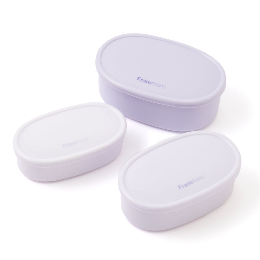 ロゴ フードコンテナ 3個セット パープル