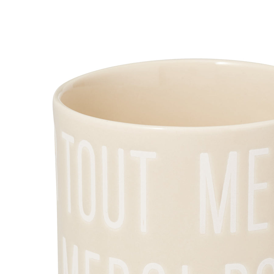 Merci Message Mug Ivory