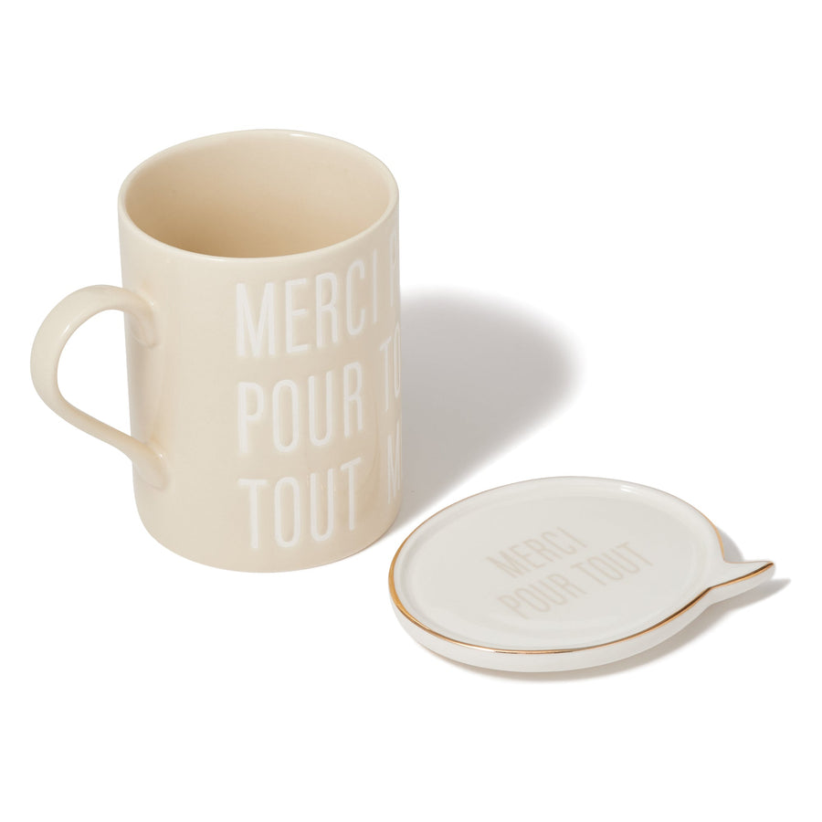 Merci Message Mug Ivory