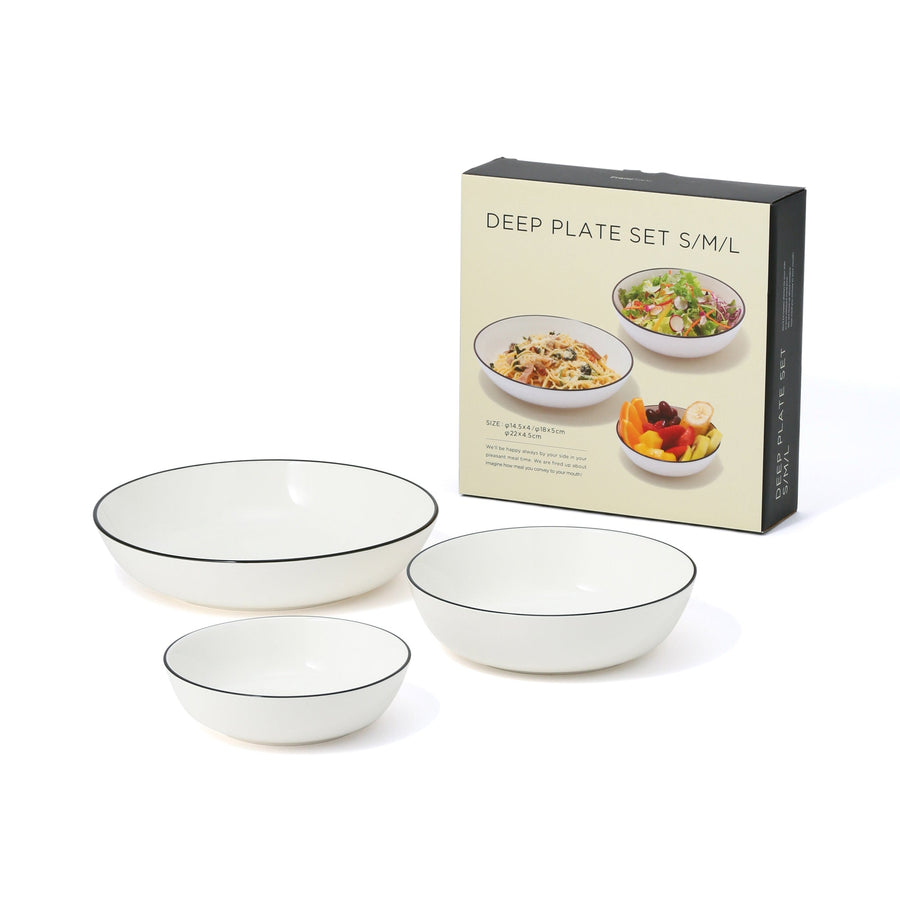 Ordy Deep Plate Set (Small and Medium Bowls, 3-Piece Deep Plate Set) White