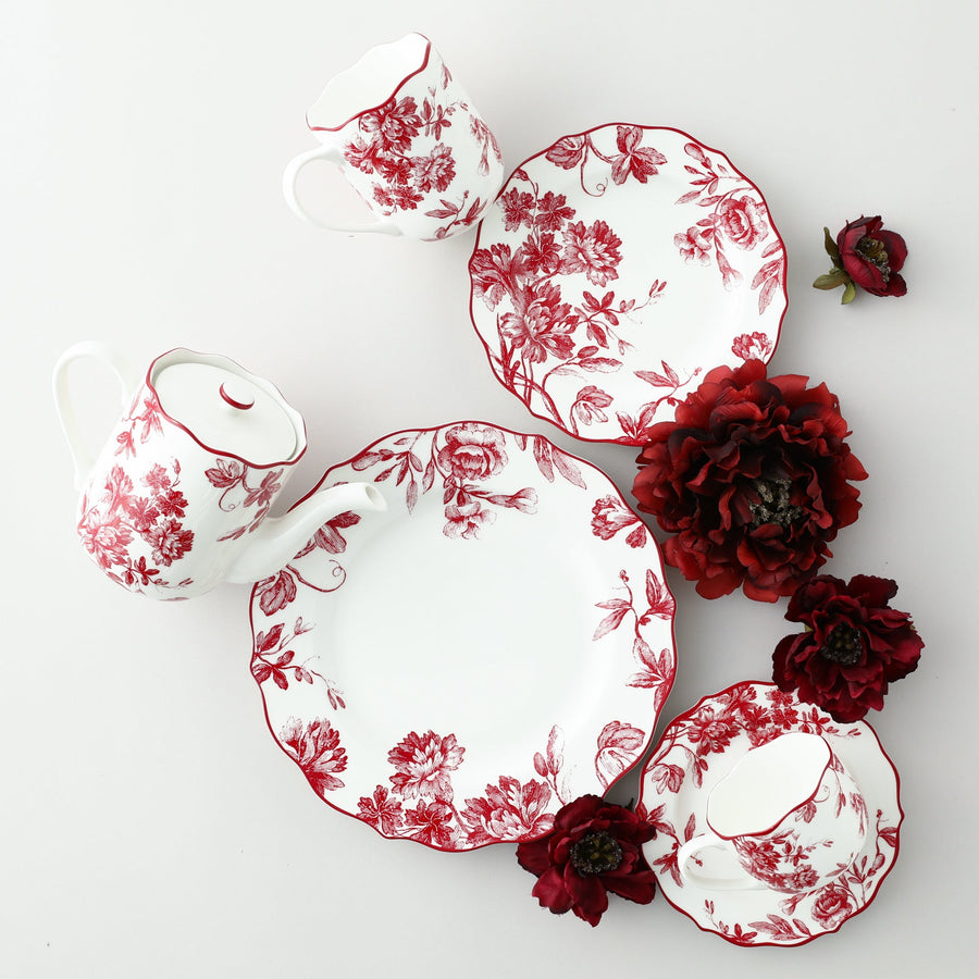 Classic Flower Plate L Red