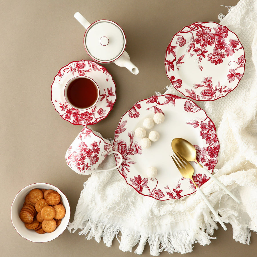 Classic Flower Plate L Red