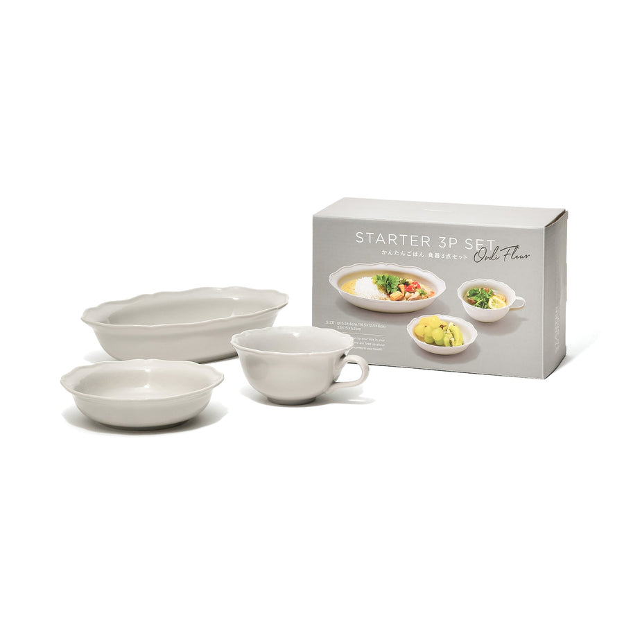 Ordifleur Easy Meals 3-Piece Tableware Set, Grey