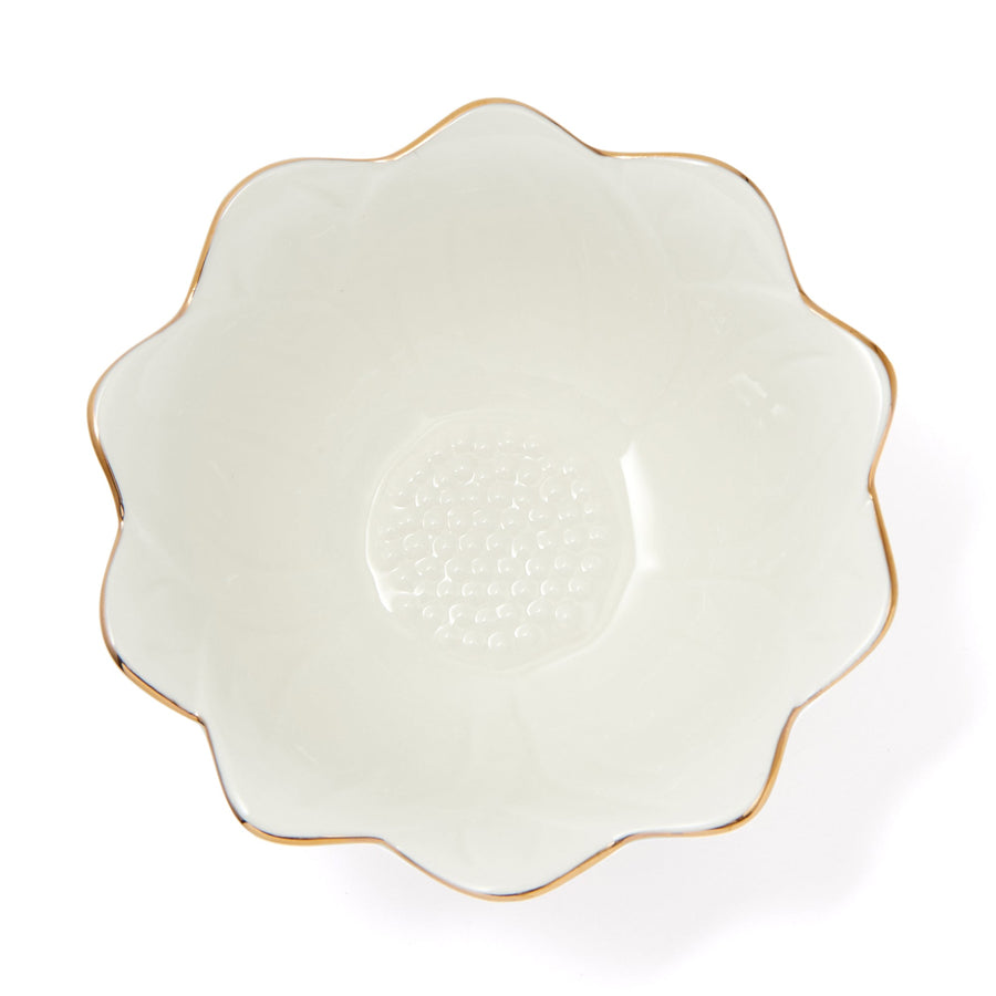 Flower motif bowl, white