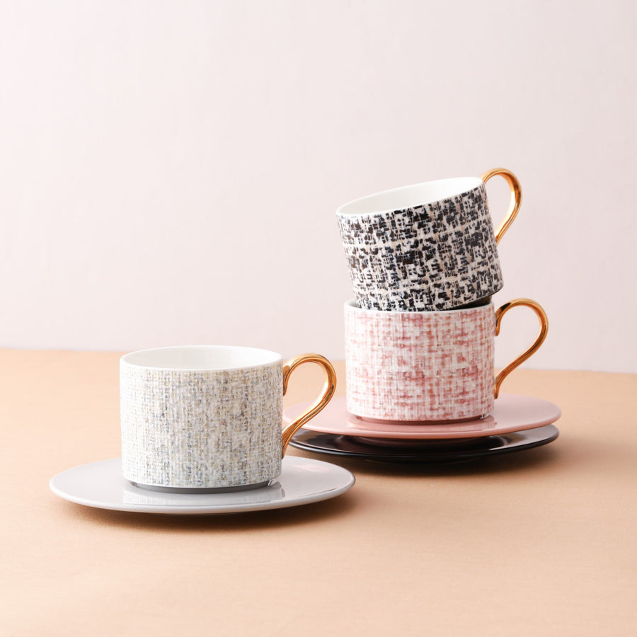 Tweed Cup &amp; Saucer, Grey