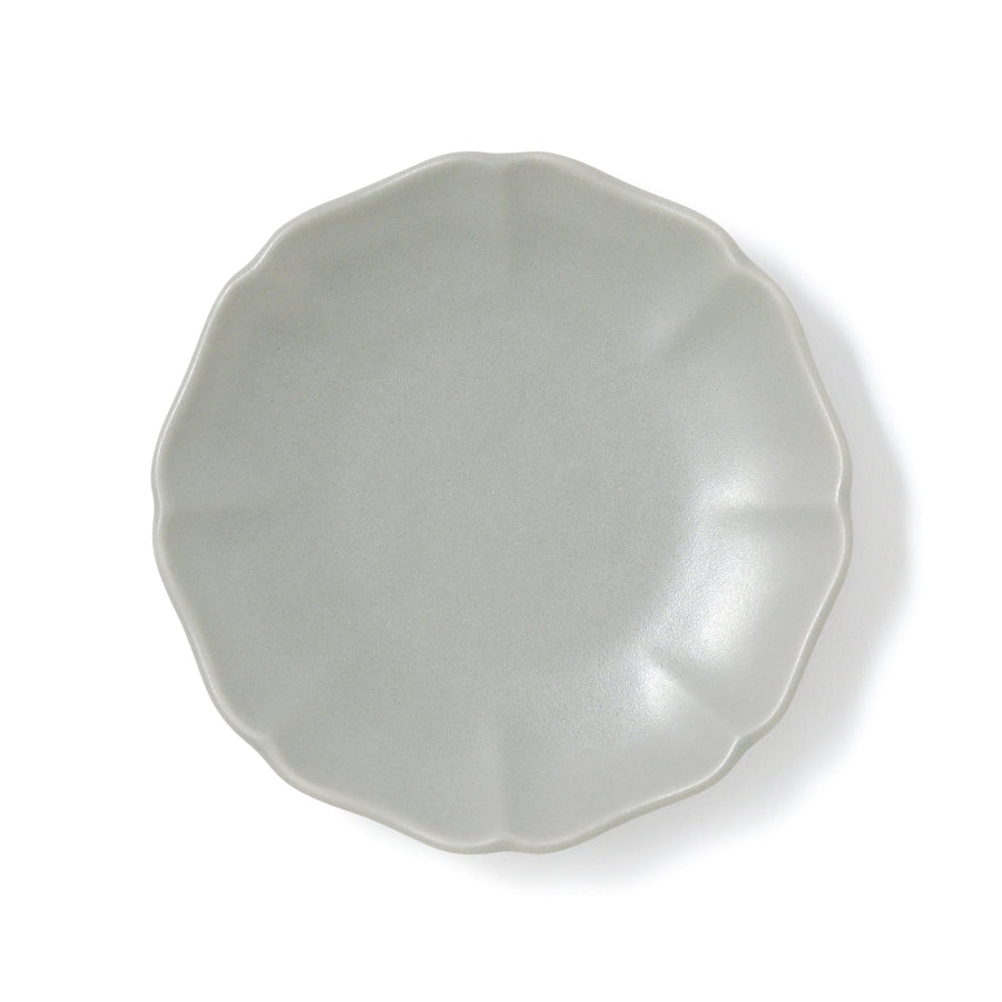 Mino ware small plate, ring flower, gray