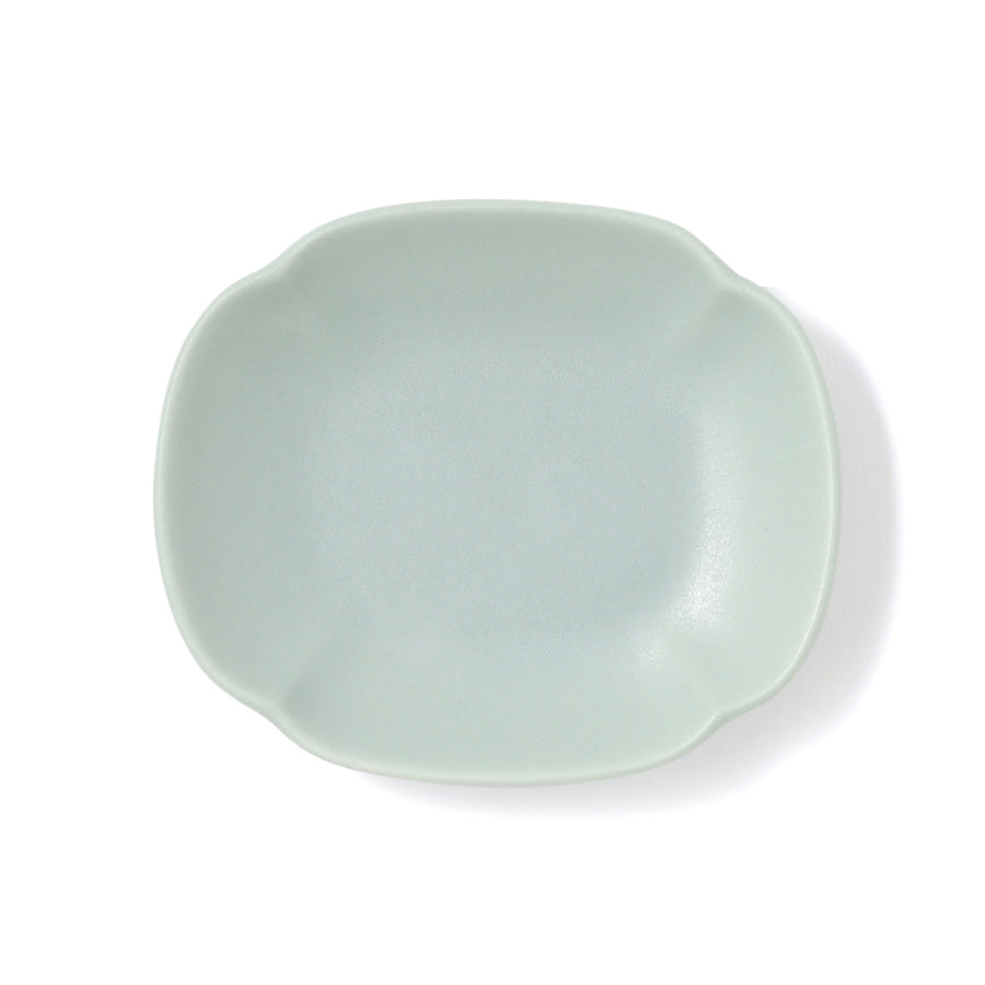 Mino ware small plate, square, blue