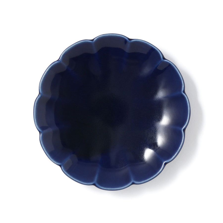 Mino ware small plate, flower, navy