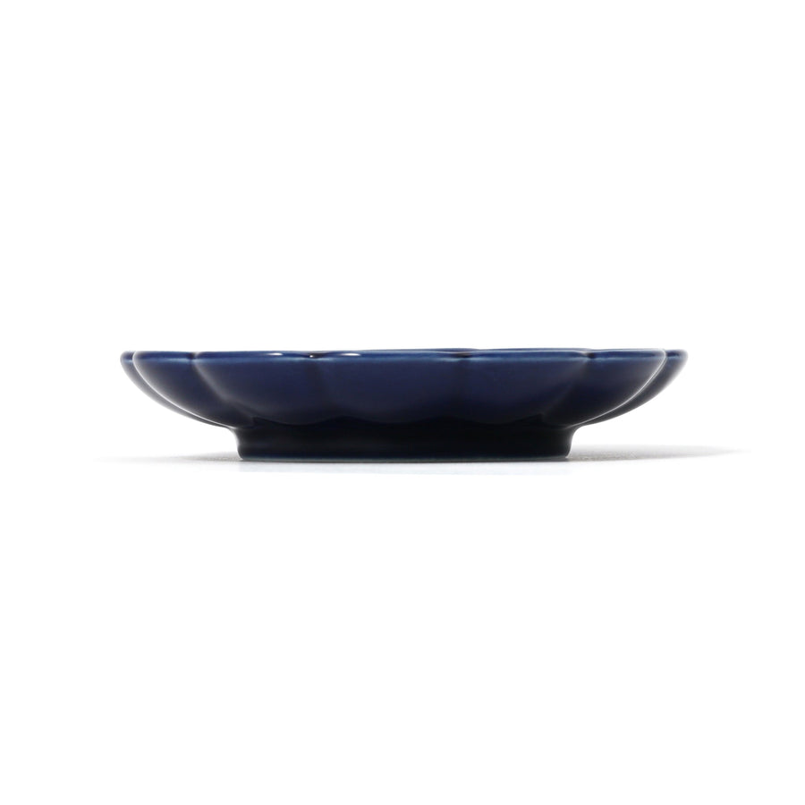 Mino ware small plate, flower, navy