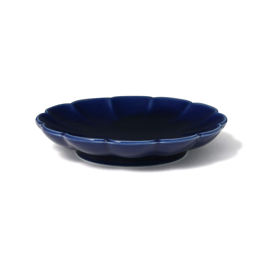 Mino ware small plate, flower, navy