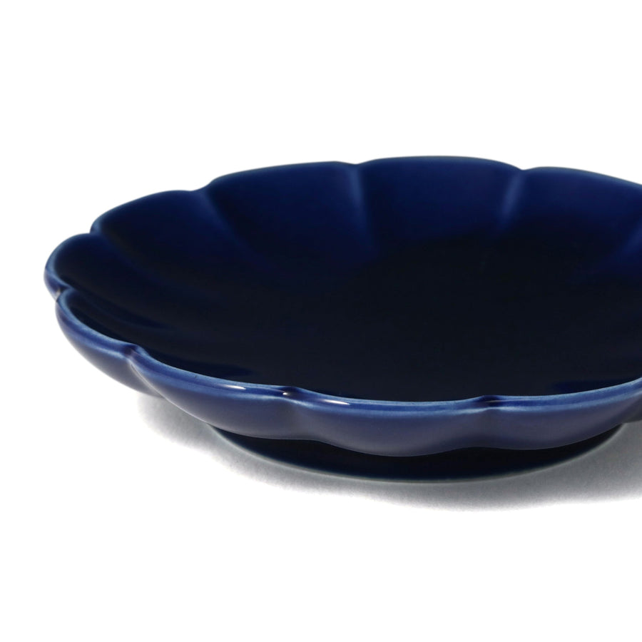 Mino ware small plate, flower, navy