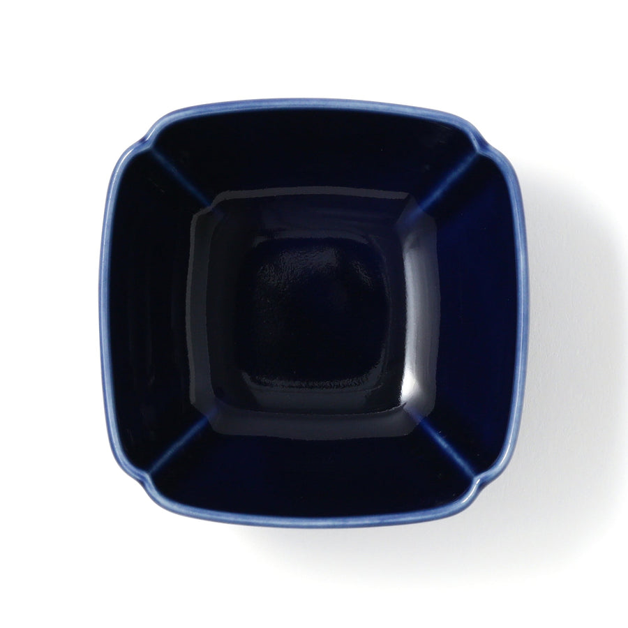 Mino ware small bowl, square, navy