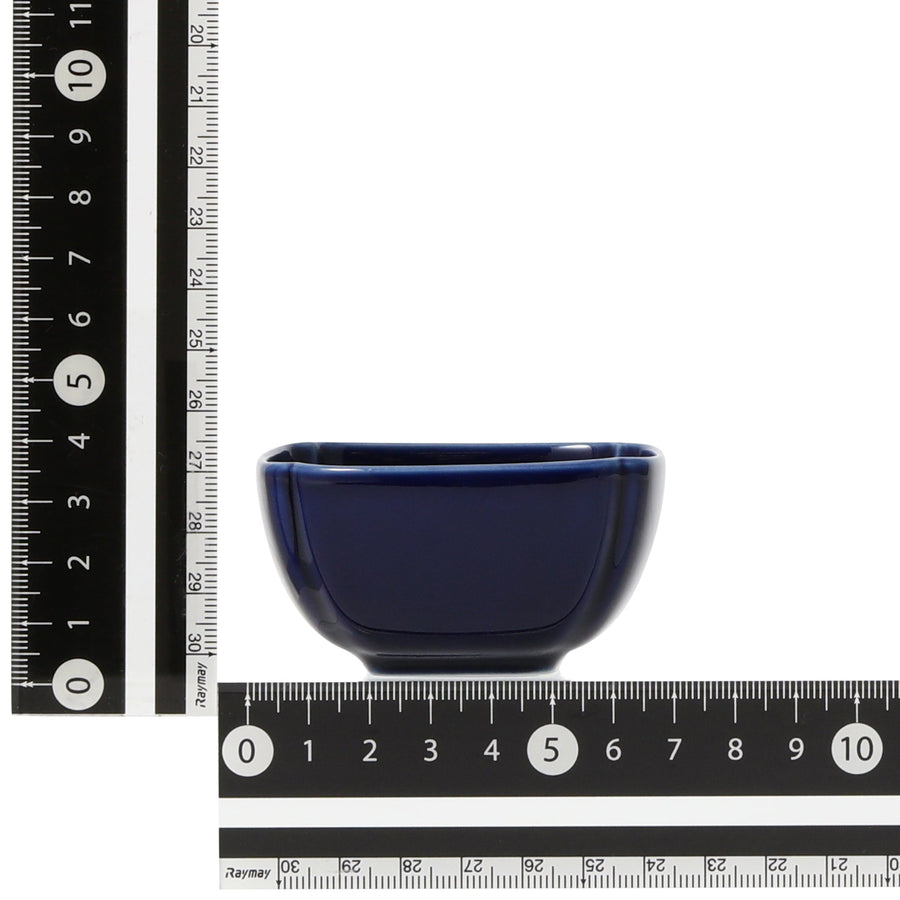 Mino ware small bowl, square, navy