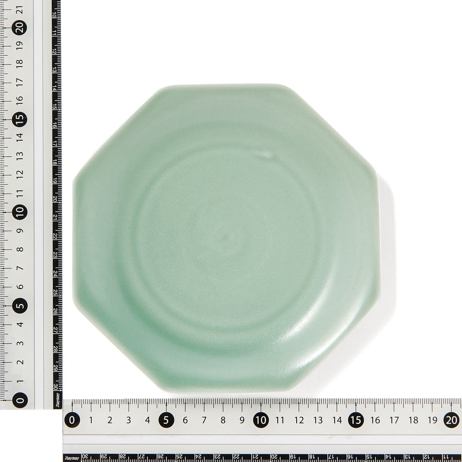 Mino Ware Small Plate Octagon Green