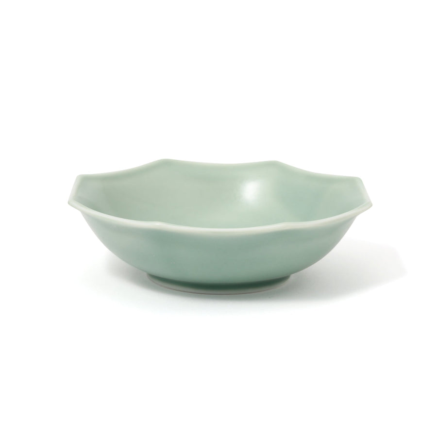 Mino ware small bowl, octagon, green