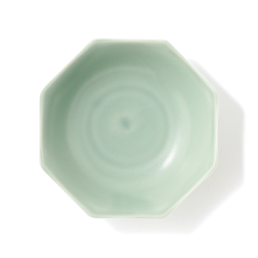 Mino ware small bowl, octagon, green