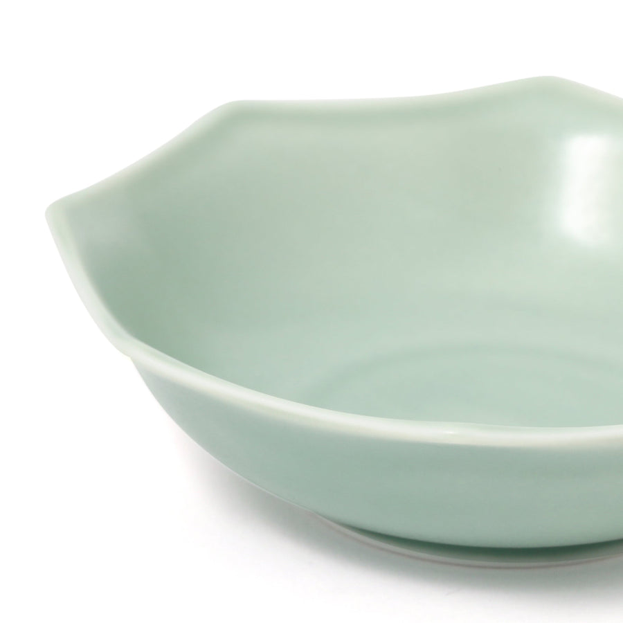 Mino ware small bowl, octagon, green