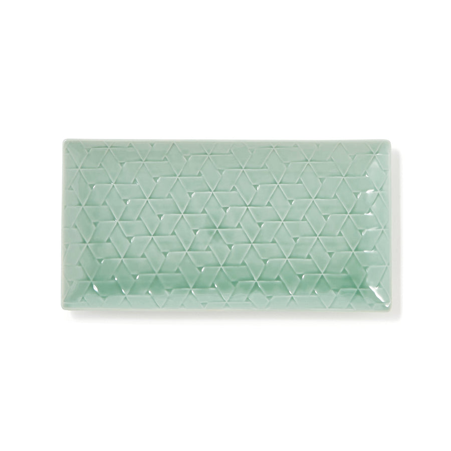 Mino ware rectangular plate M green