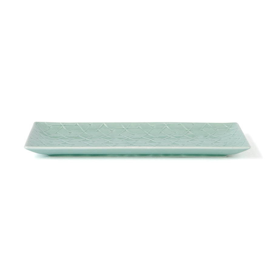 Mino ware rectangular plate M green