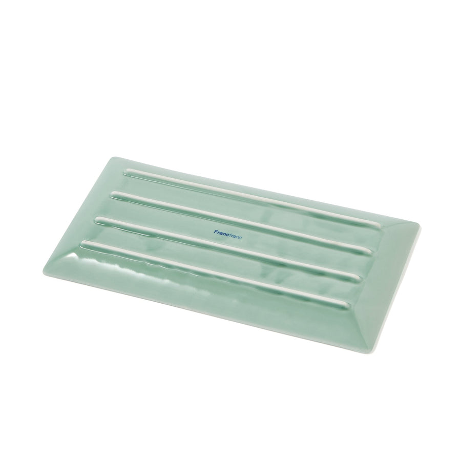 Mino ware rectangular plate M green