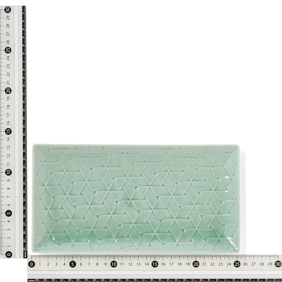 Mino ware rectangular plate M green