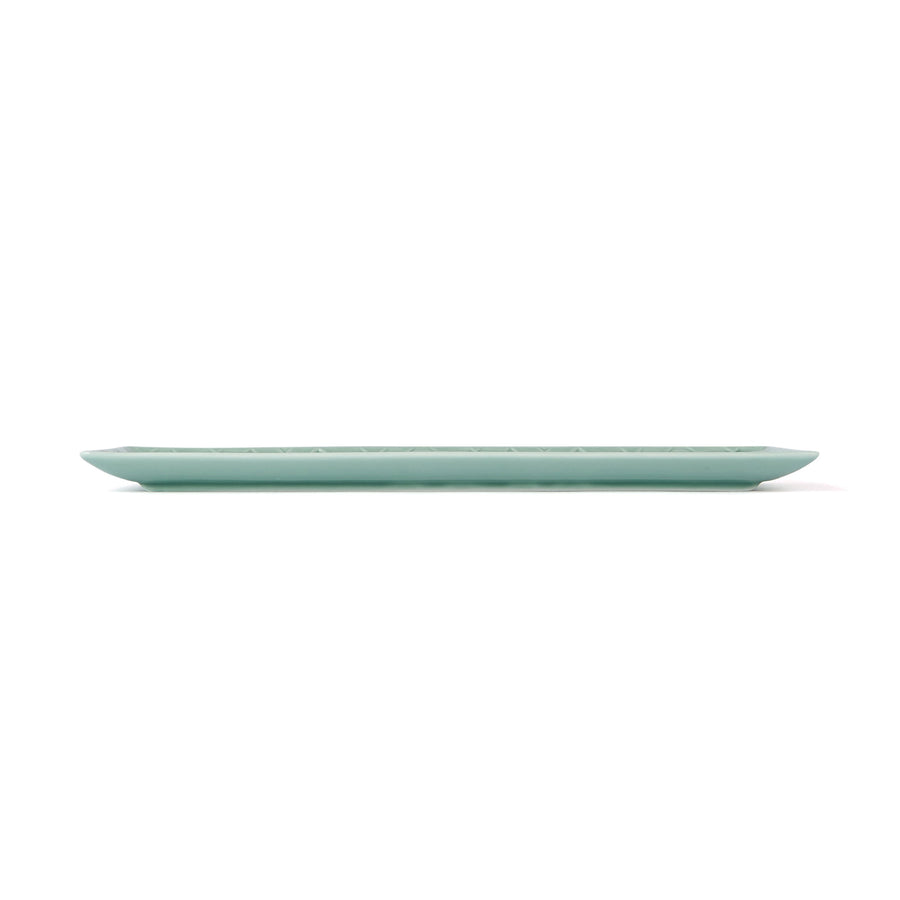 Mino ware rectangular plate L green