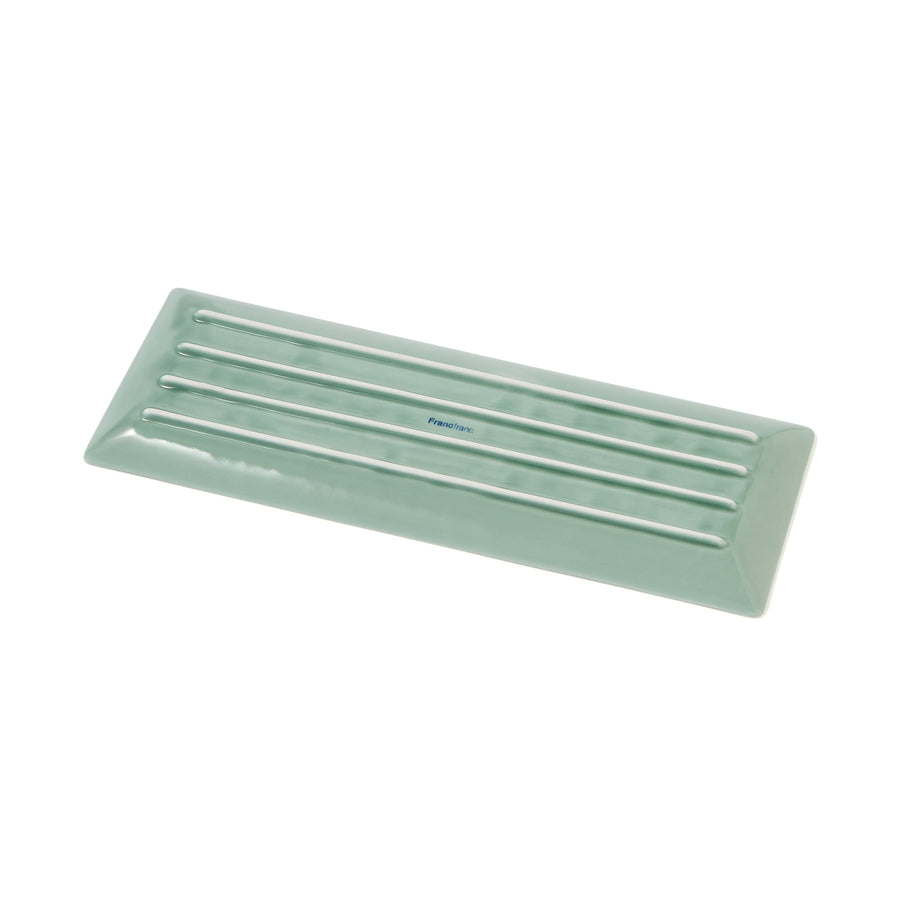 Mino ware rectangular plate L green