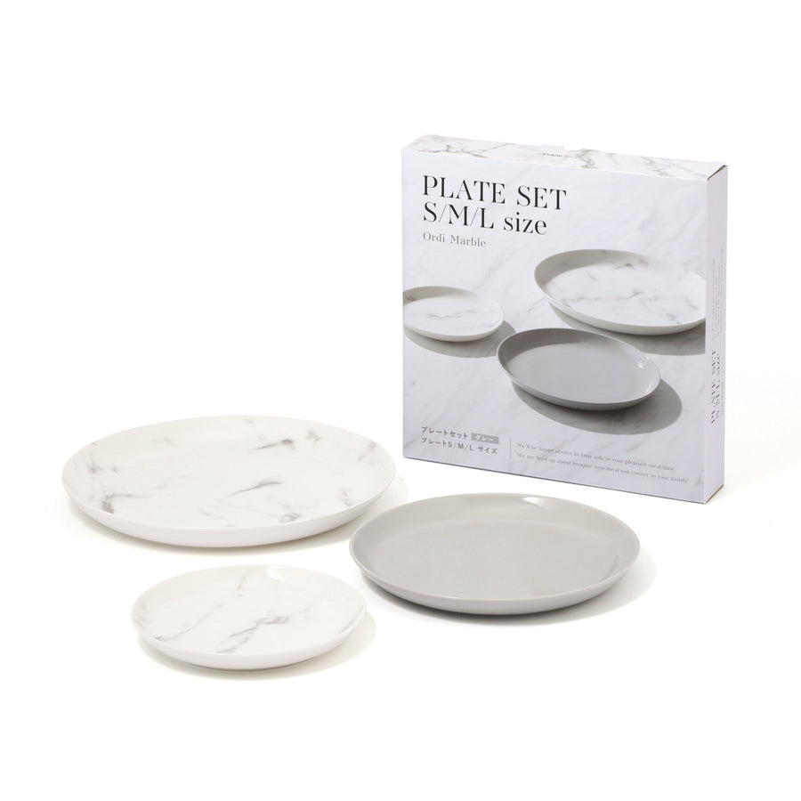 Oldy Marble Plate Set (S, M, L size 3-piece set) Gray