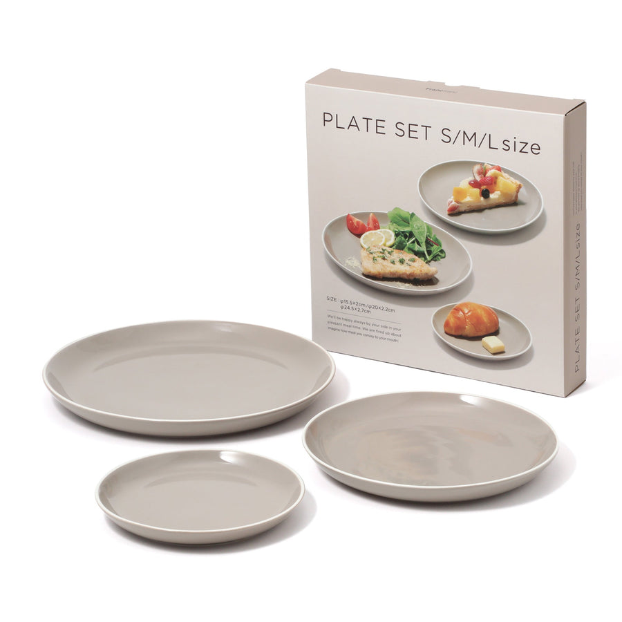 Ordy Plate Set (S, M, L size 3-piece set) Beige