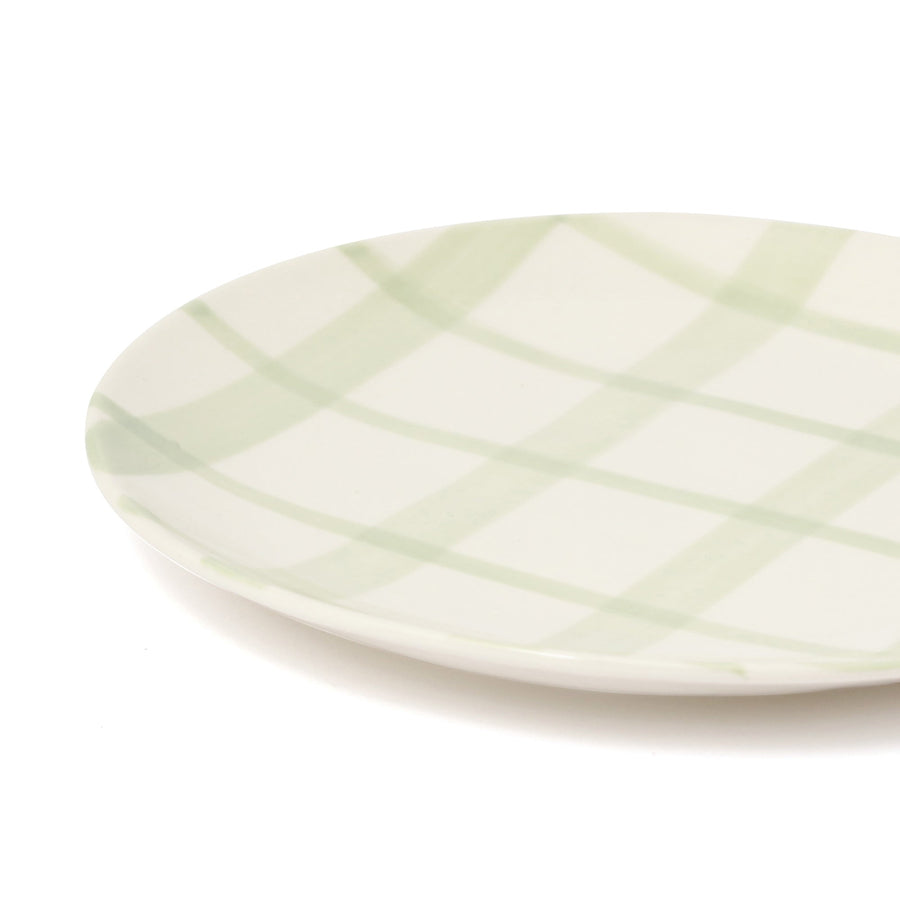 ハンドペイント プレート チェック M グリーン