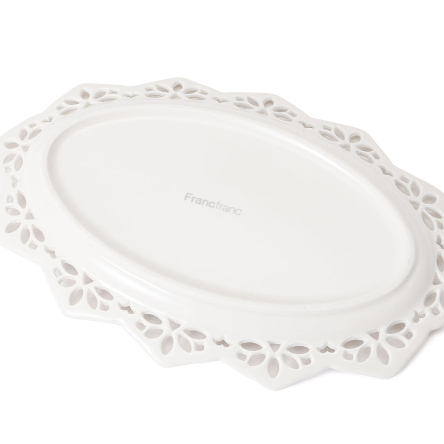 パニエ オーバルプレート エッジレース ホワイト