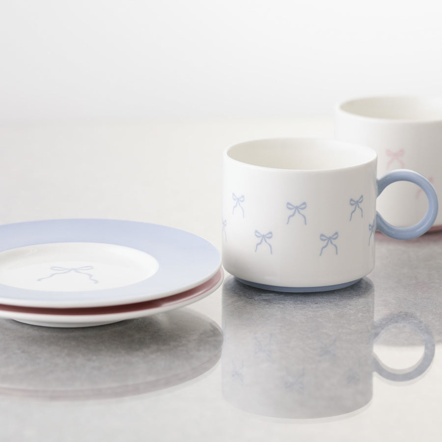 リボン カップ&ソーサー ブルー